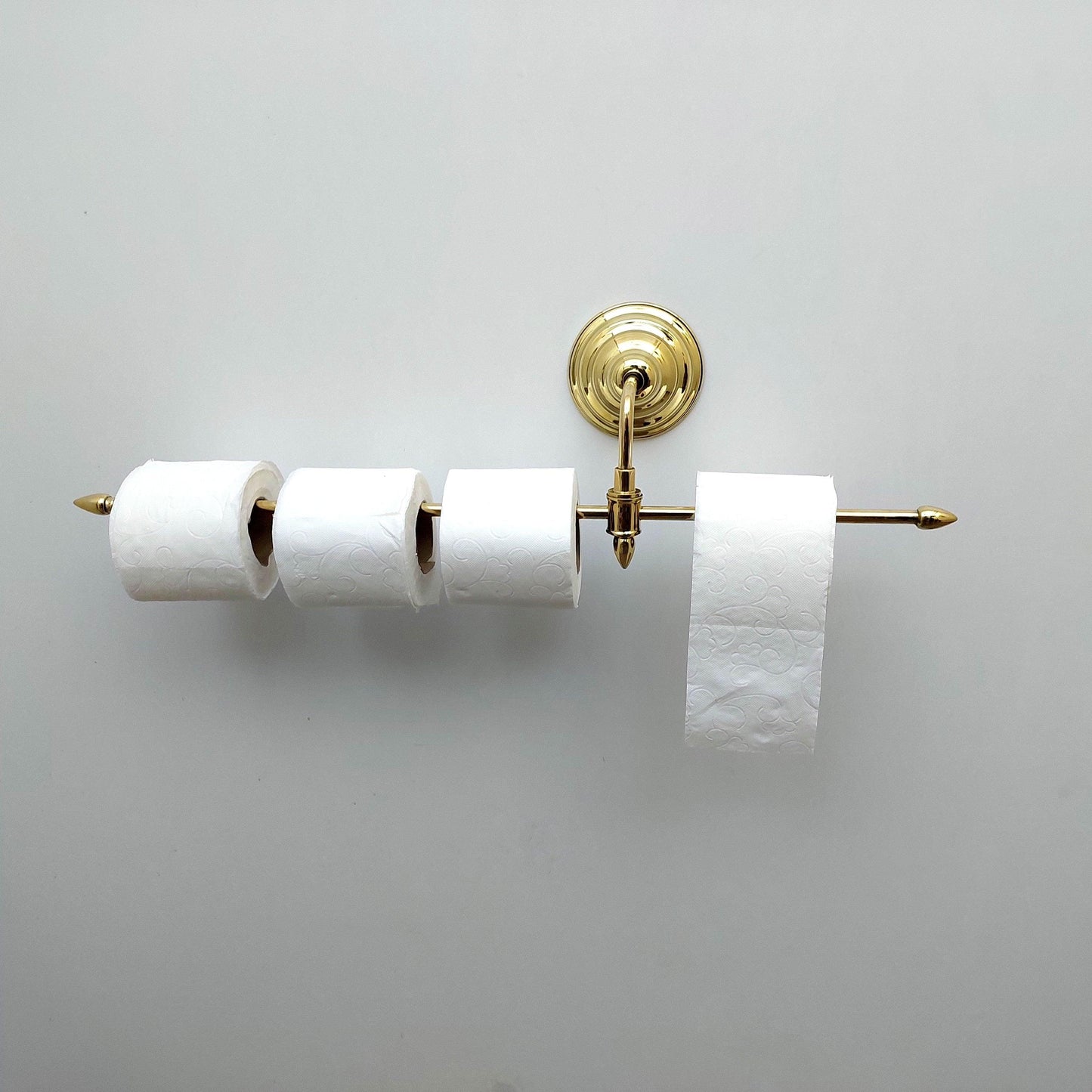 Unlacquered Brass Bathroom Towel Rack, Wall Mount Adjustable Toilet Paper Holder - Ref: BA033