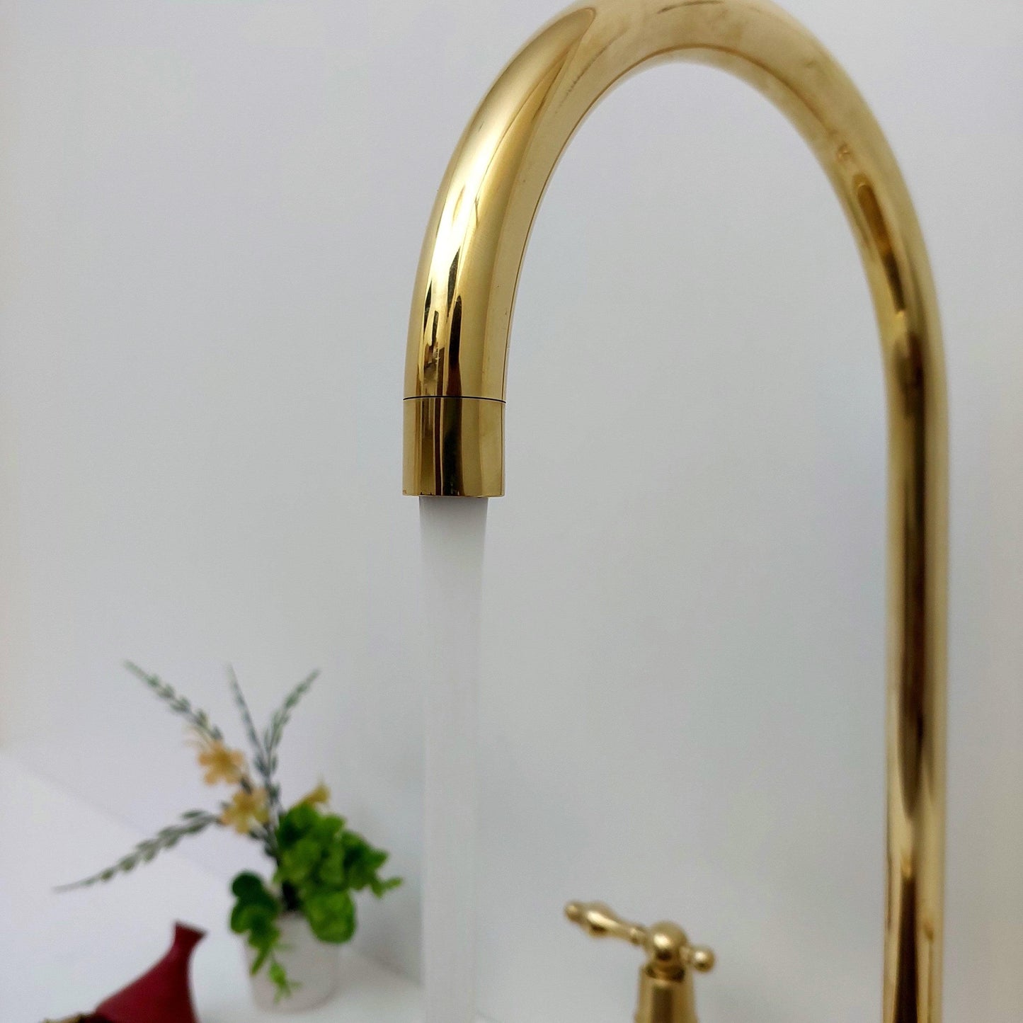 Unlacquered Brass Bridge Kitchen Faucet With Ball Center - Ref: AKF-1