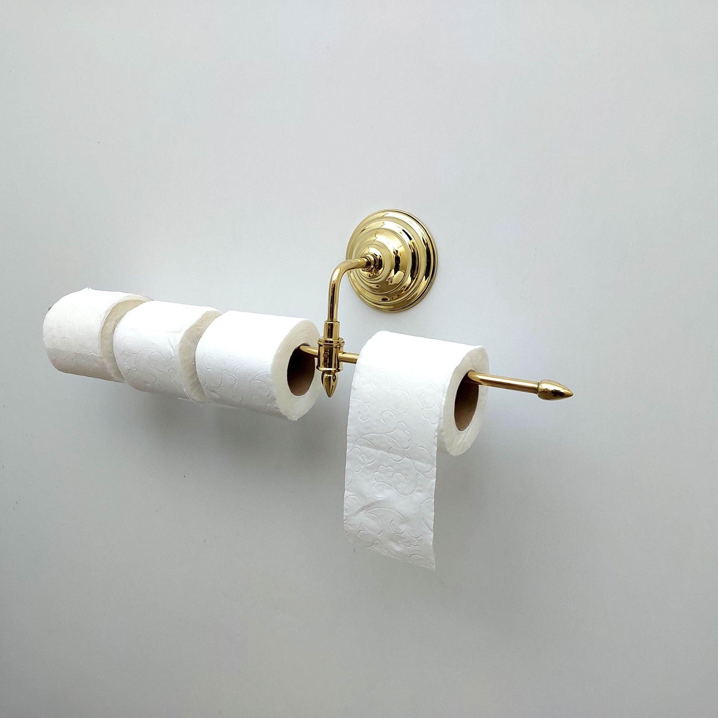 Unlacquered Brass Bathroom Towel Rack, Wall Mount Adjustable Toilet Paper Holder - Ref: BA033