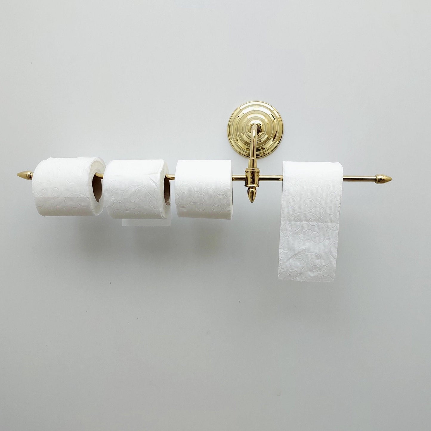 Unlacquered Brass Bathroom Towel Rack, Wall Mount Adjustable Toilet Paper Holder - Ref: BA033