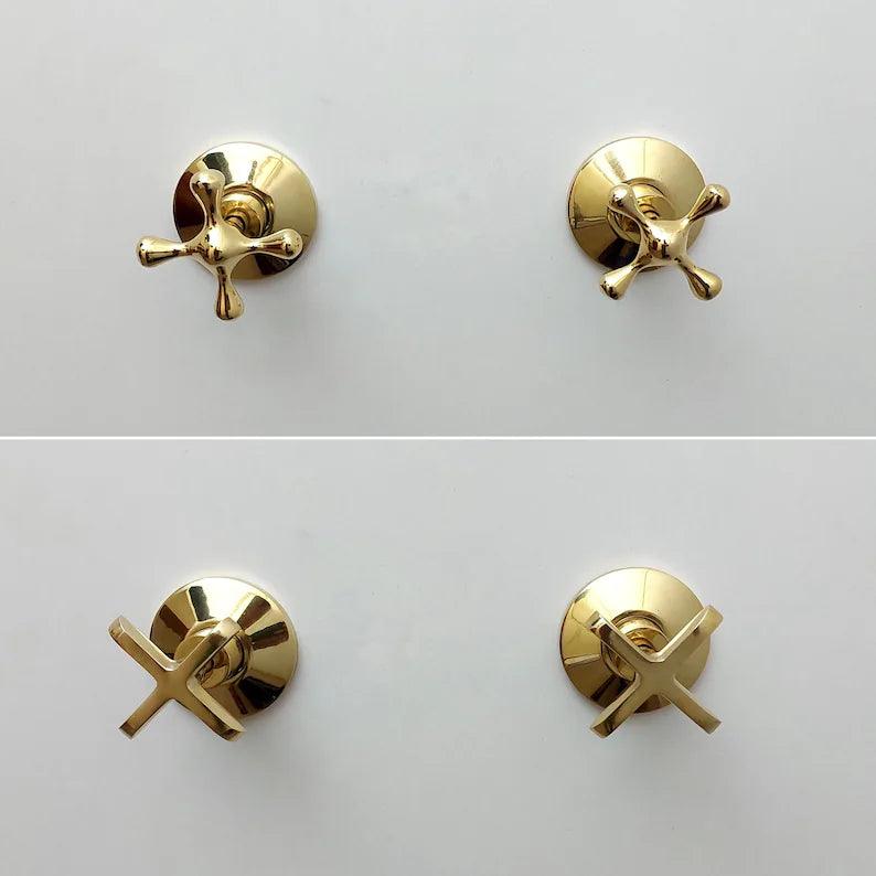 Unlacquered Brass Shower System with Copper Round Rain Shower Head Ref - ATLASS32