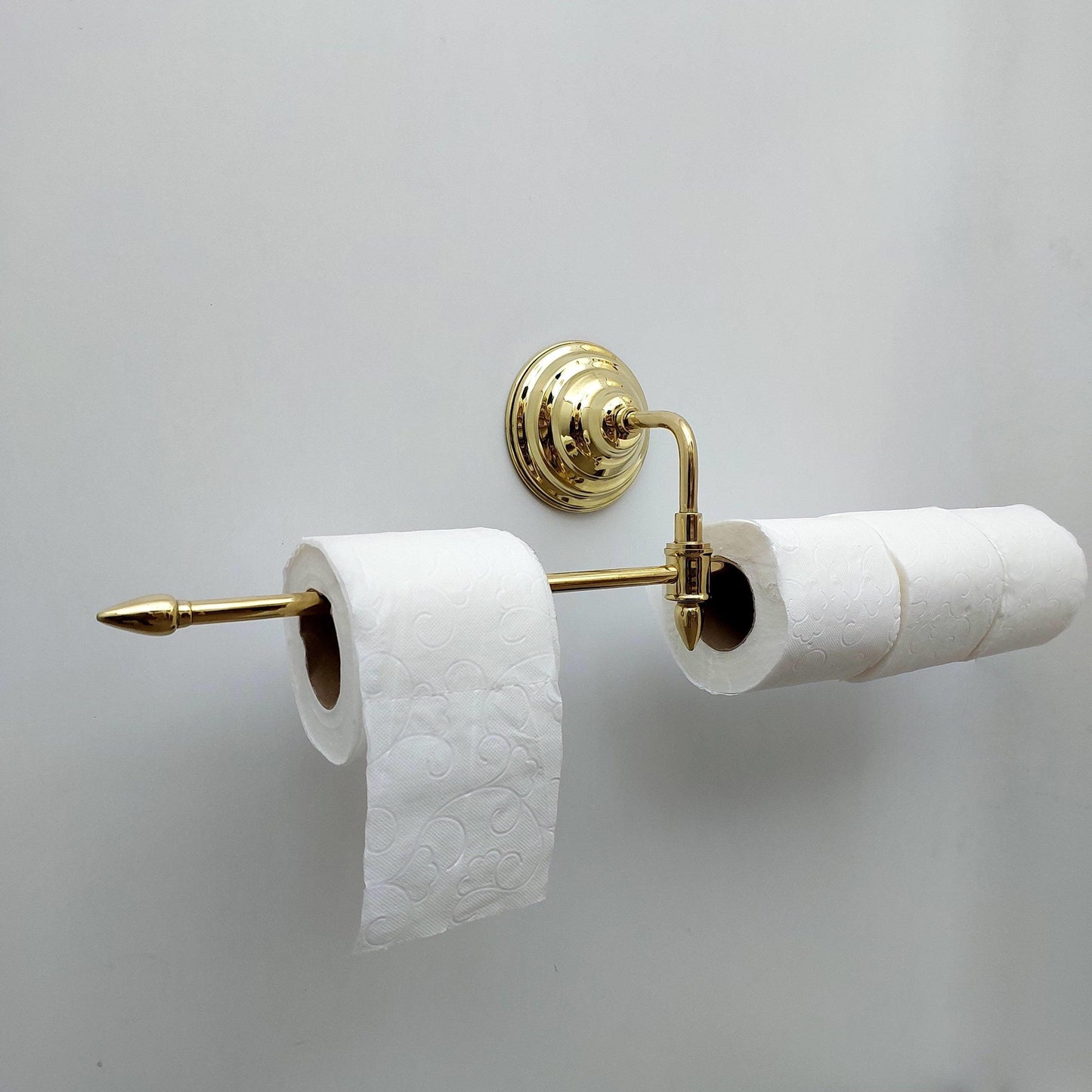 Unlacquered Brass Bathroom Towel Rack, Wall Mount Adjustable Toilet Paper Holder - Ref: BA033