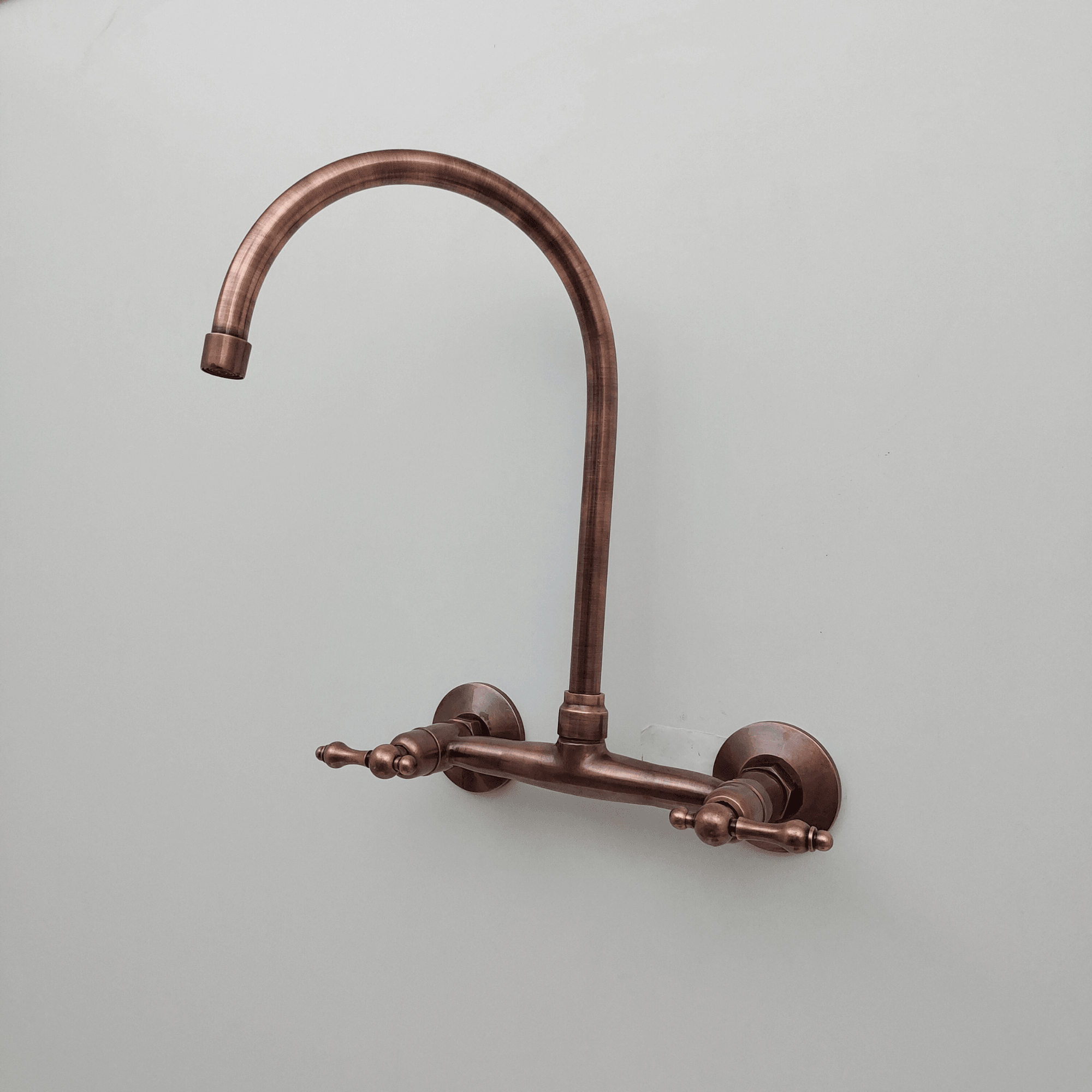 Brass Wall-Mount Bridge Faucet, Antique Copper Finish Faucet with Lever Handles - Ref: WFL005