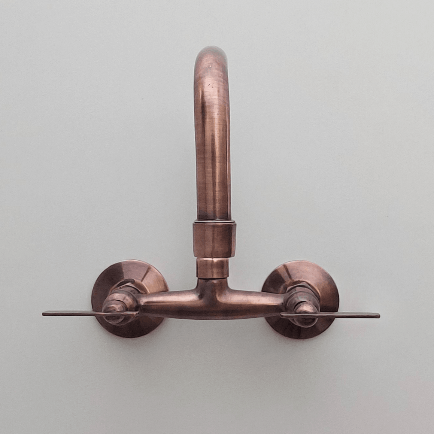 Antique Copper Finish Wall Mount Faucet, Solid Brass Bridge Faucet with Lever Handles - Ref: WFACL001