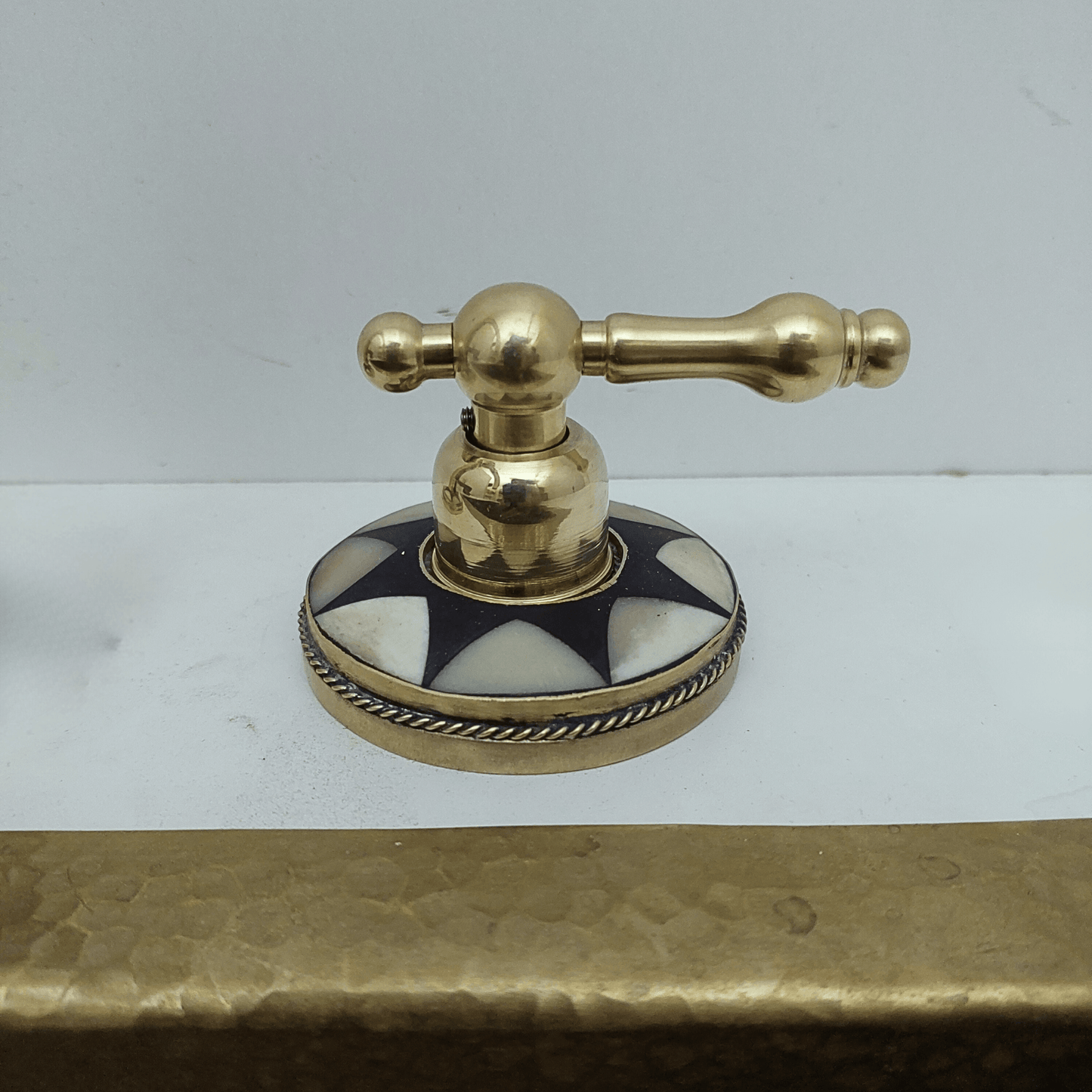 Unlacquered Brass and Resin Bathroom Faucet, Antique Faucet with Lever Handles - Ref: FA027-RL