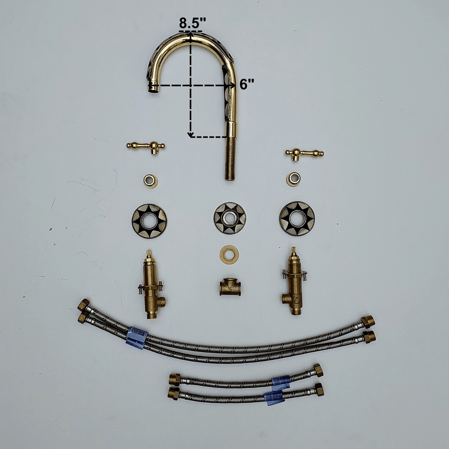 Unlacquered Brass and Resin Bathroom Faucet, Antique Faucet with Lever Handles - Ref: FA027-RL