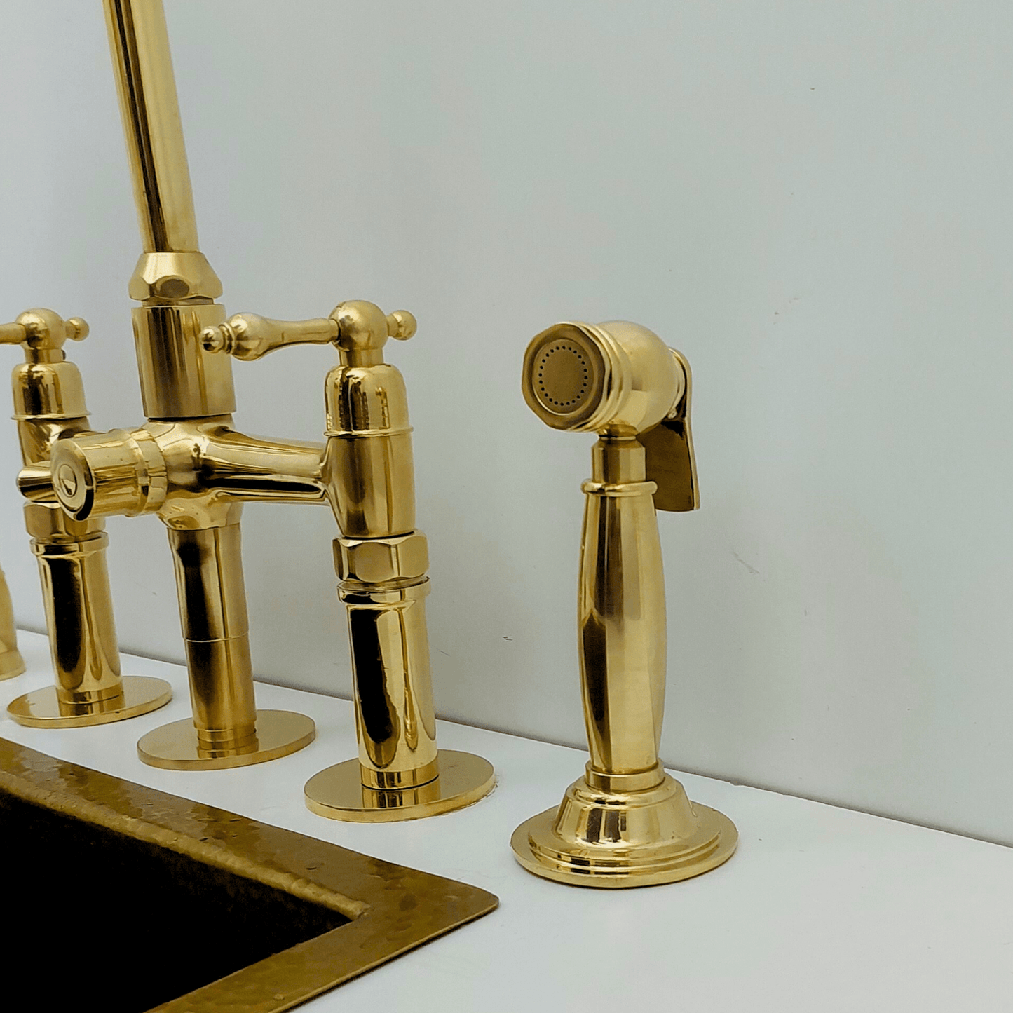 Unlacquered Brass Kitchen Hand Sprayer, Cold Water Solid Brass Sprayer - Ref: ASP004
