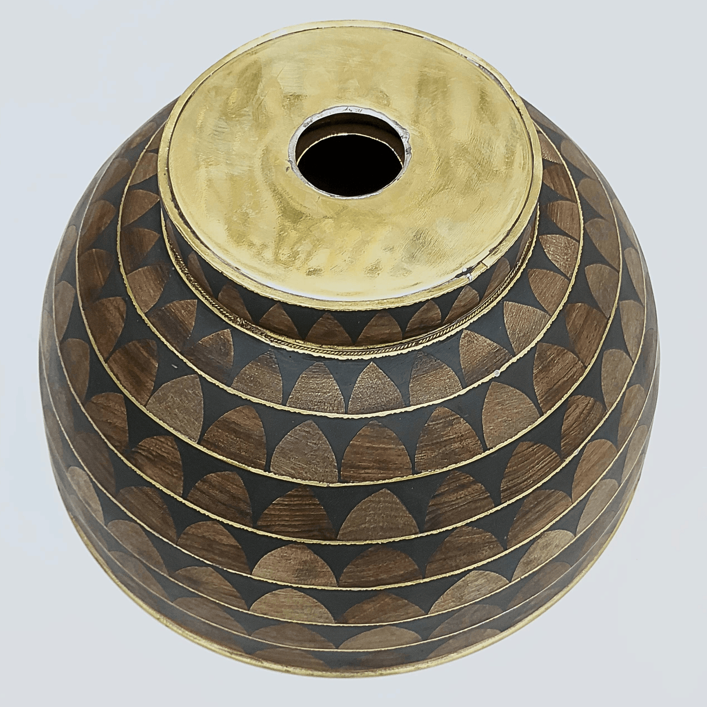 Unlacquered Brass and Resin Bathroom Sink, Bone and Wood Vanity Vessel Sink - Ref: SN018