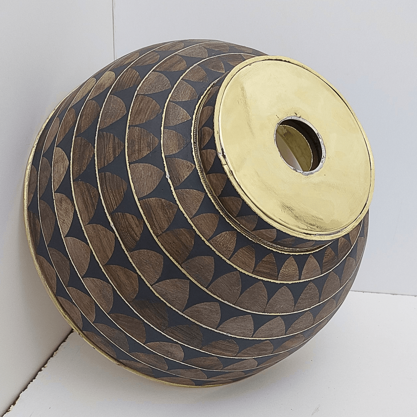 Unlacquered Brass and Resin Bathroom Sink, Bone and Wood Vanity Vessel Sink - Ref: SN018