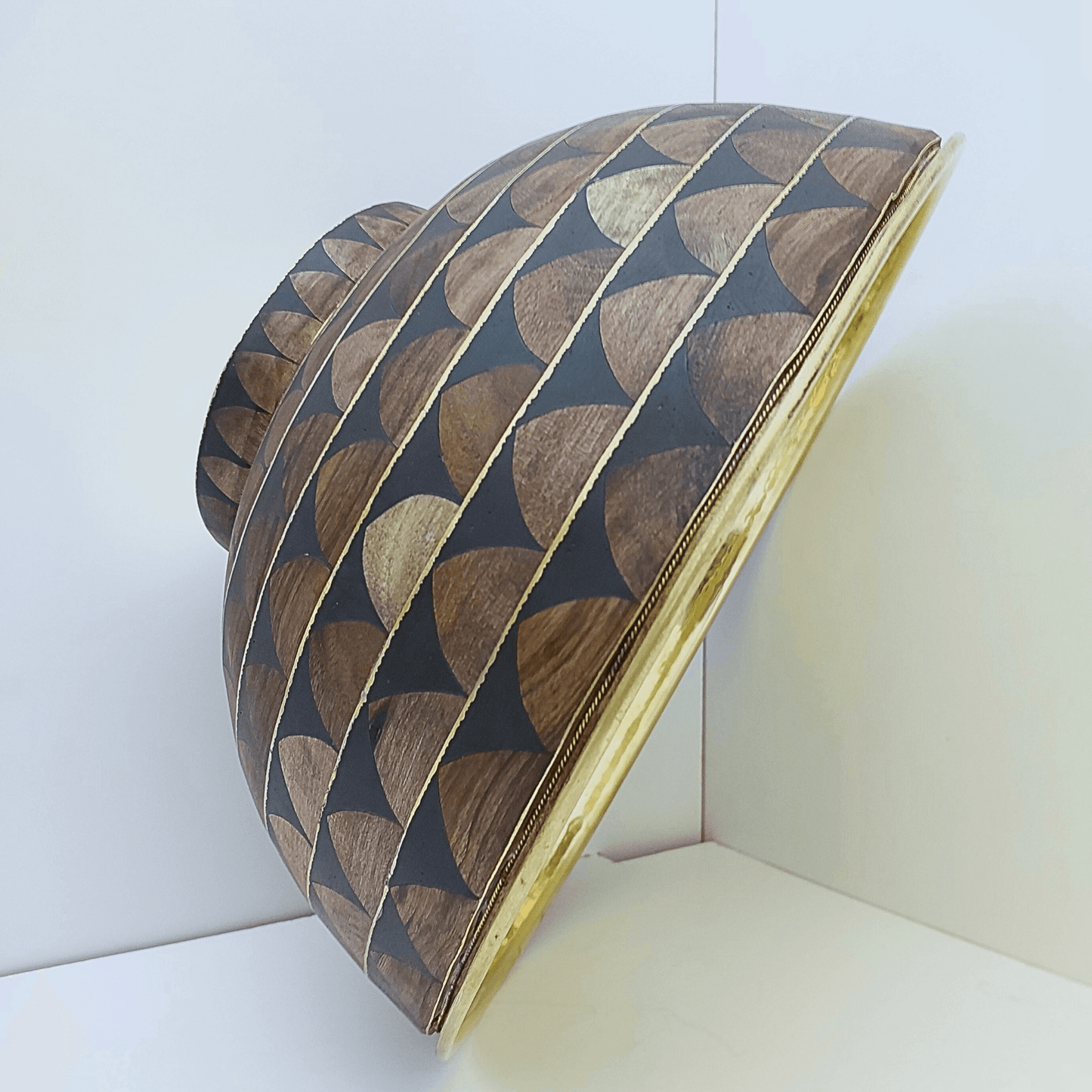 Unlacquered Brass and Resin Bathroom Sink, Bone and Wood Vanity Vessel Sink - Ref: SN018