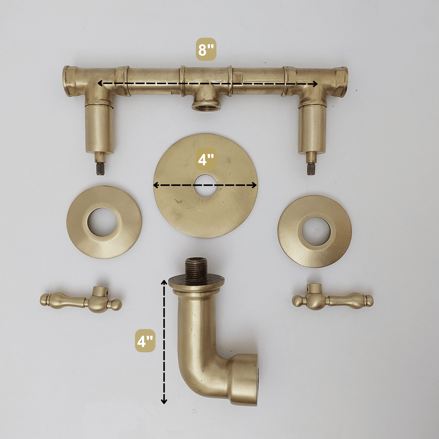 Grifo para lavabo de baño de latón cepillado con manijas tipo palanca - Ref: WFCBB001