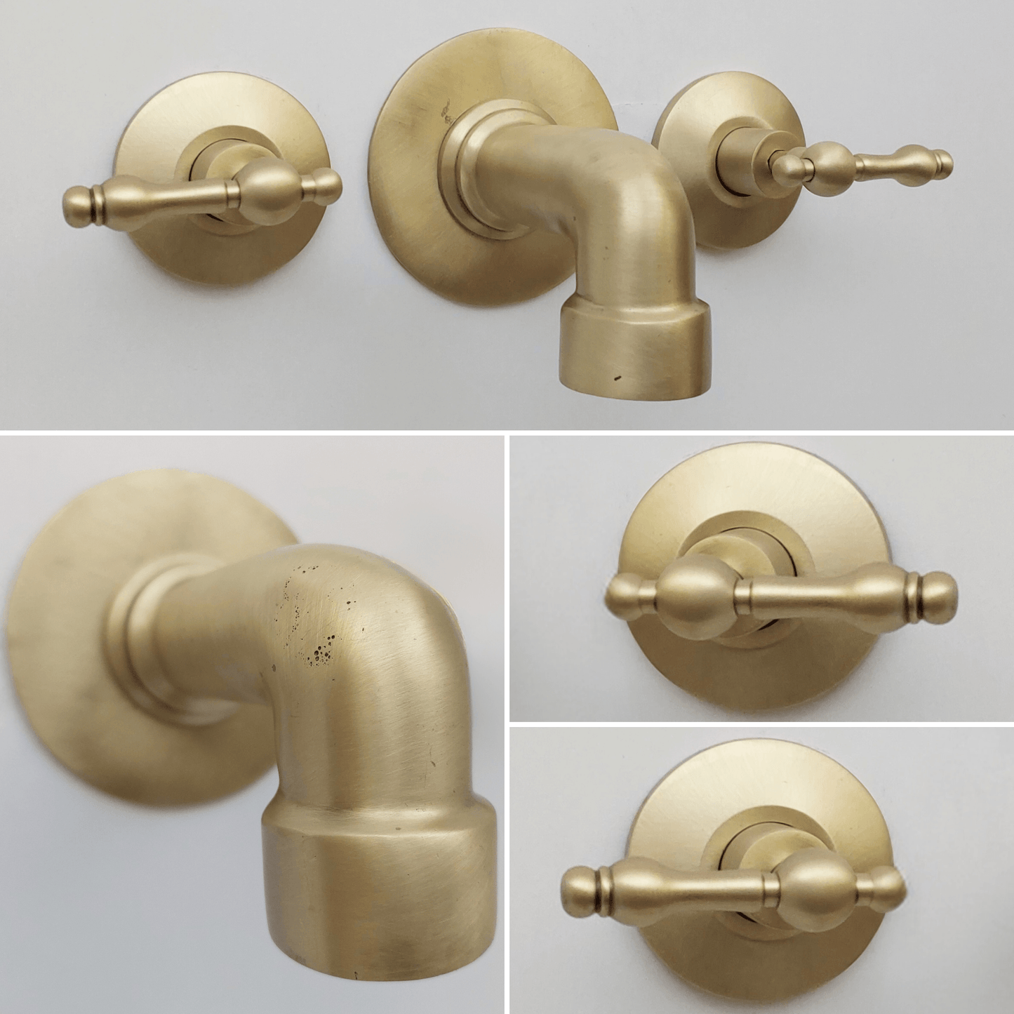 Grifo para lavabo de baño de latón cepillado con manijas tipo palanca - Ref: WFCBB001