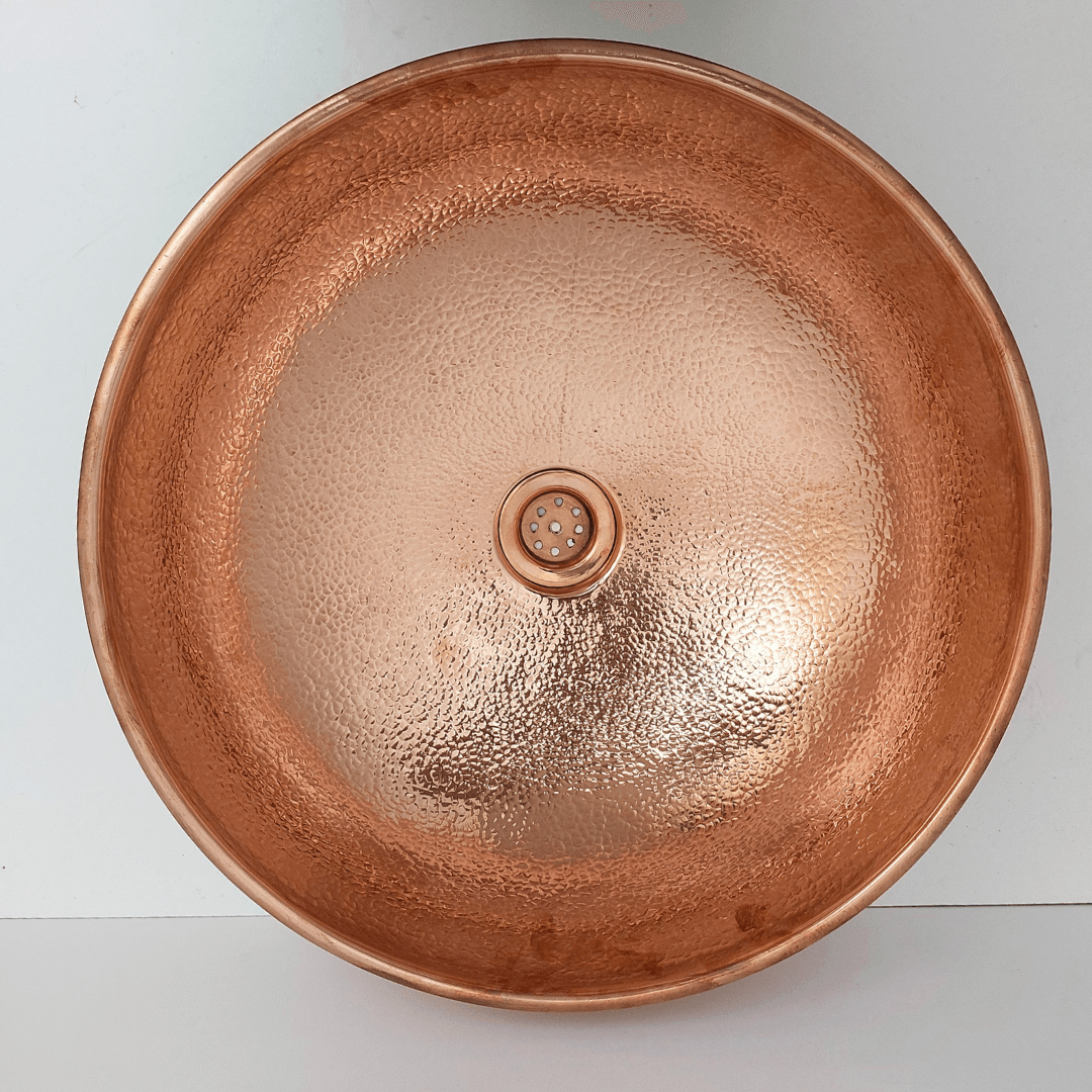 Hammered Round Copper Sink, Handmade Drop-In Sink - Ref: SN006