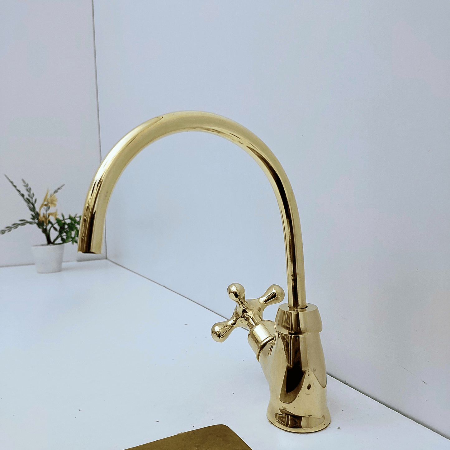 Unlacquered Brass Cold Water Faucet with Cross Handle, Drinking Water Faucet - Ref: FA035-CCS