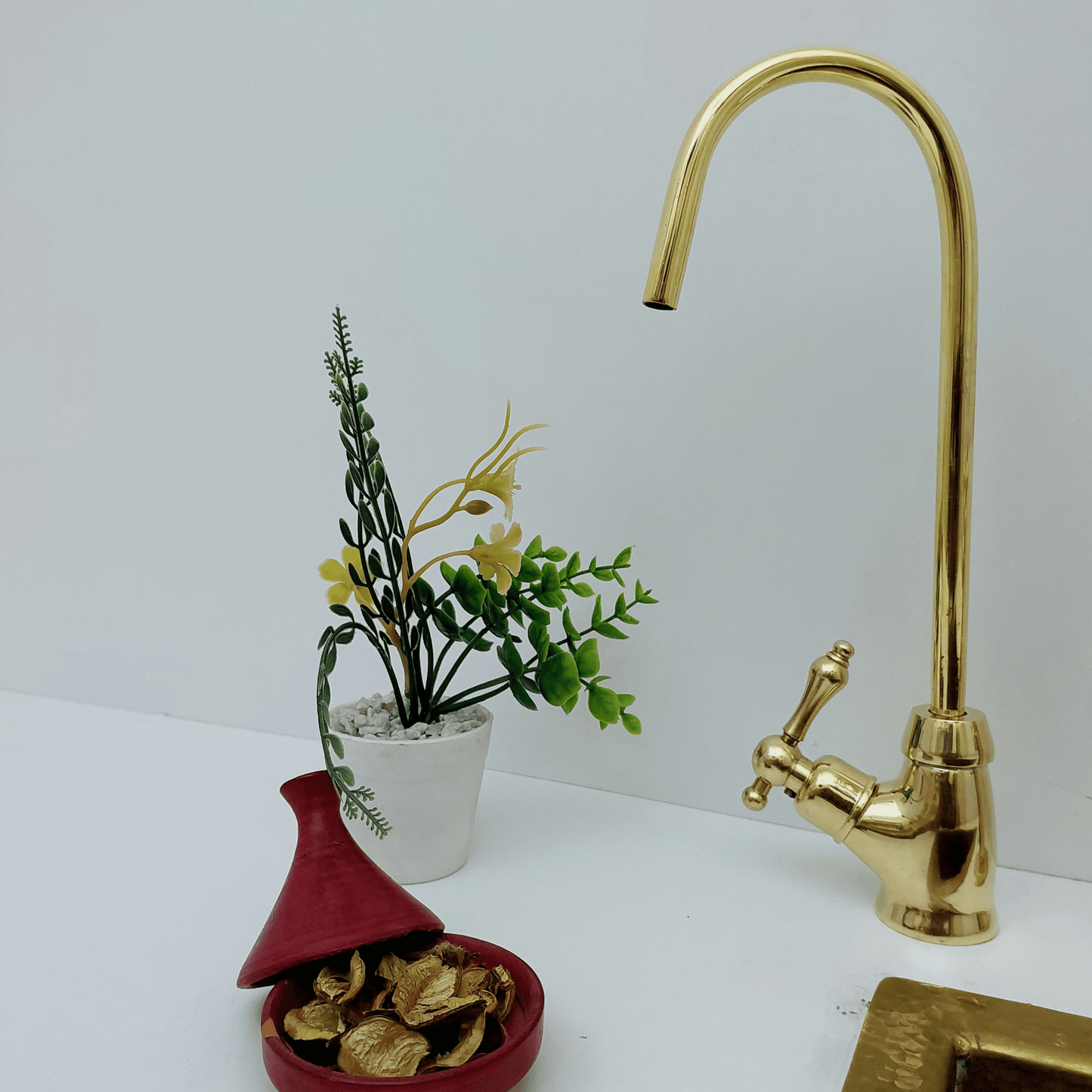 Unlacquered Brass Cold Water Faucet with Lever Handle, Drinking Water Faucet - Ref: FA035-LB
