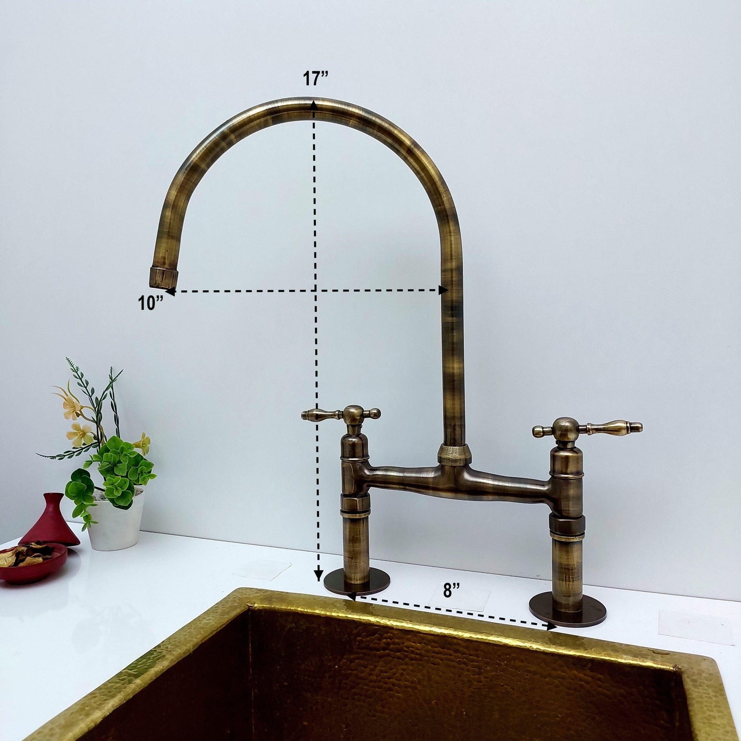 Oil Rubbed Bronze Bridge Kitchen Faucet - Ref: AKFL-1