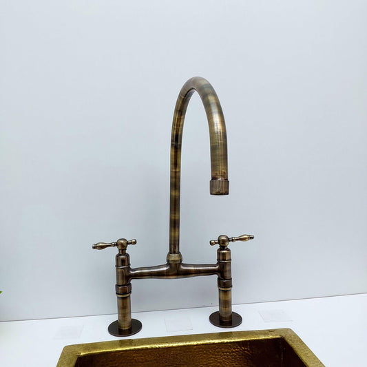 Oil Rubbed Bronze Bridge Kitchen Faucet - Ref: AKFL-1