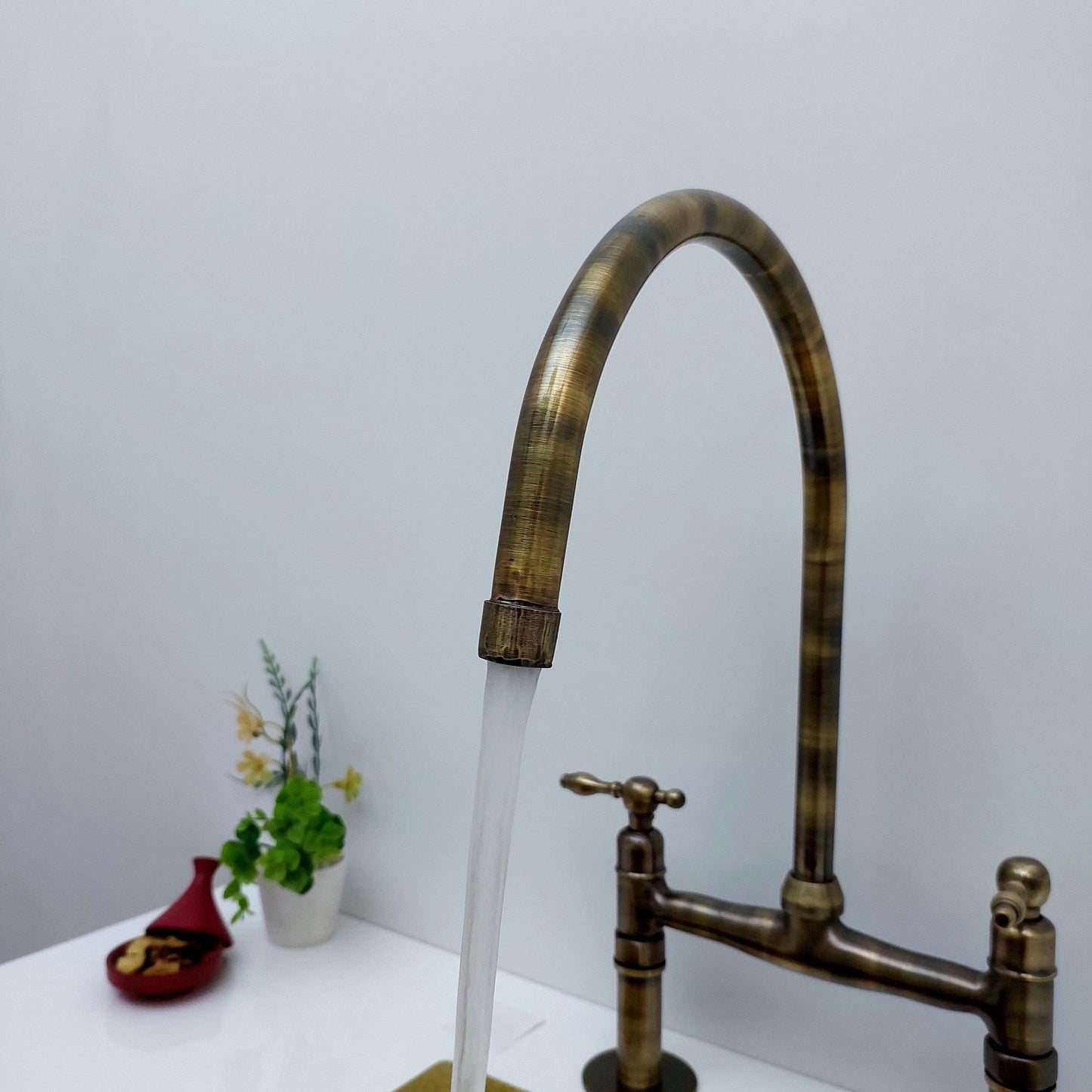 Oil Rubbed Bronze Bridge Kitchen Faucet - Ref: AKFL-1