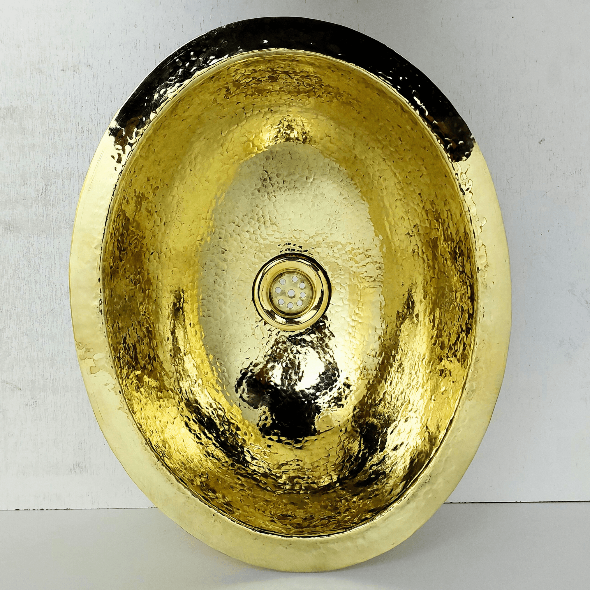 Unlacquered Brass Sink, Drop-in Oval Hammered Sink - Ref: SN100