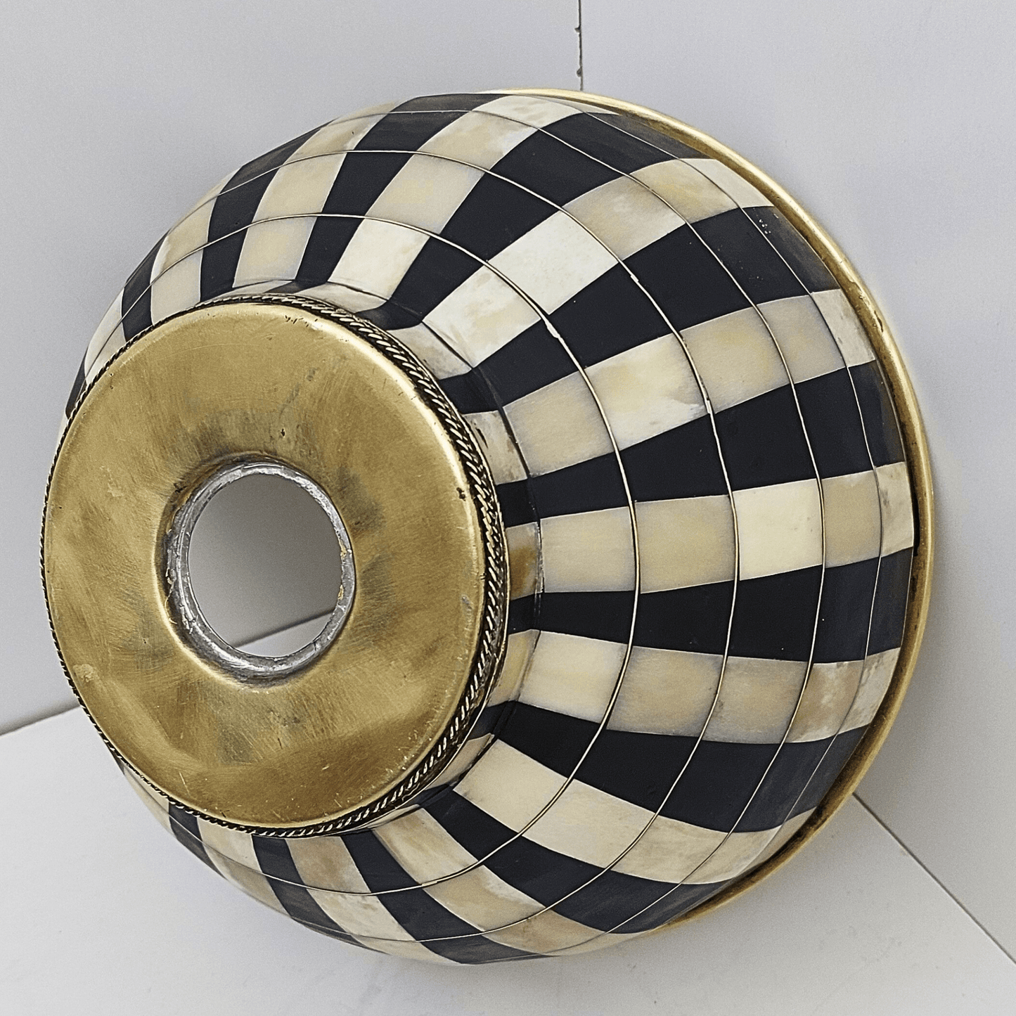 Brass and Resin Bathroom Sink, Black and White Vanity Vessel Sink - Ref: SN015-2