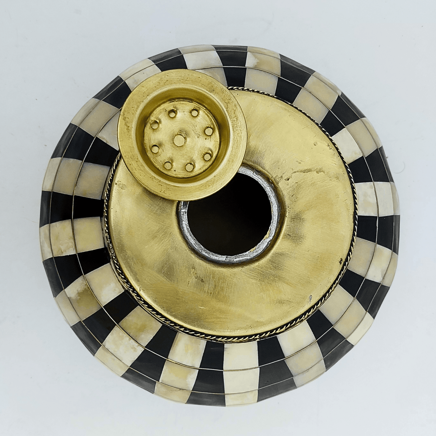 Brass and Resin Bathroom Sink, Black and White Vanity Vessel Sink - Ref: SN015-2