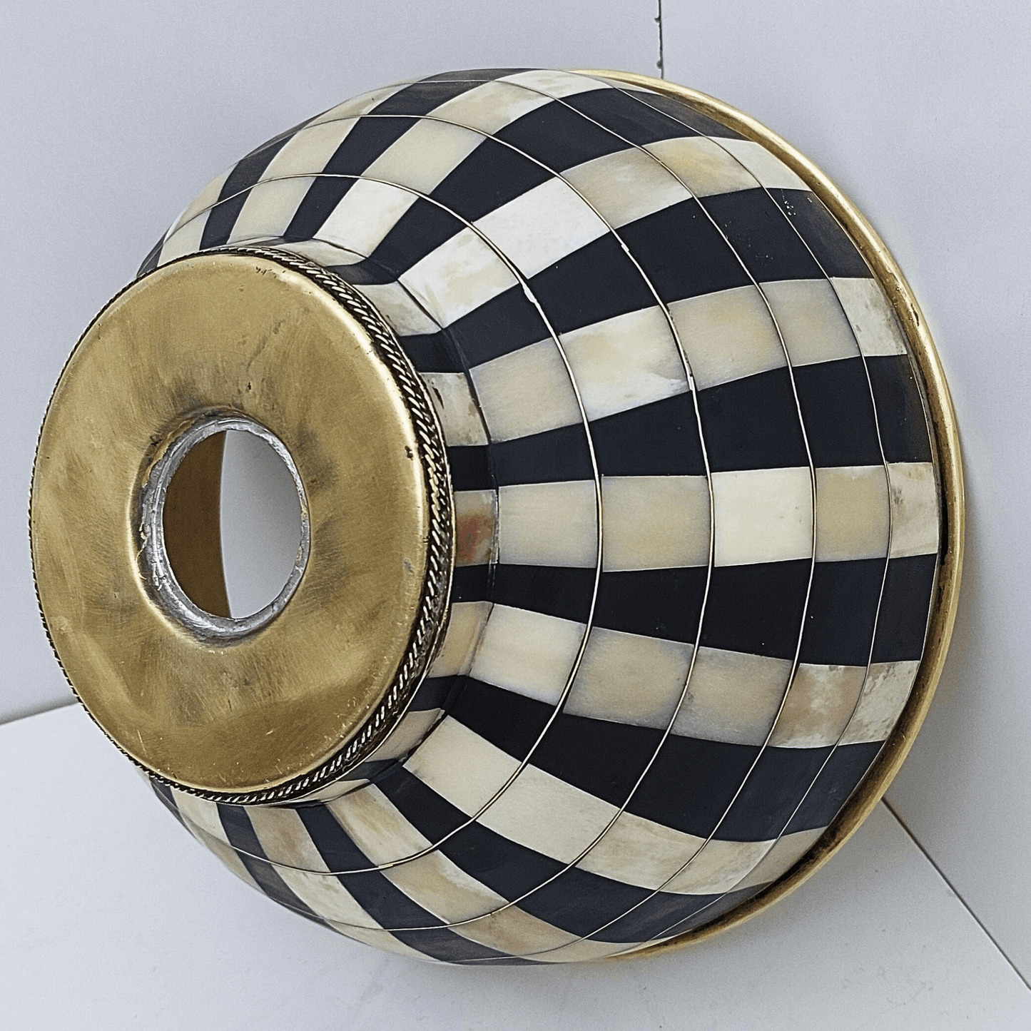 Brass and Resin Bathroom Sink, Black and White Vanity Vessel Sink - Ref: SN015-2