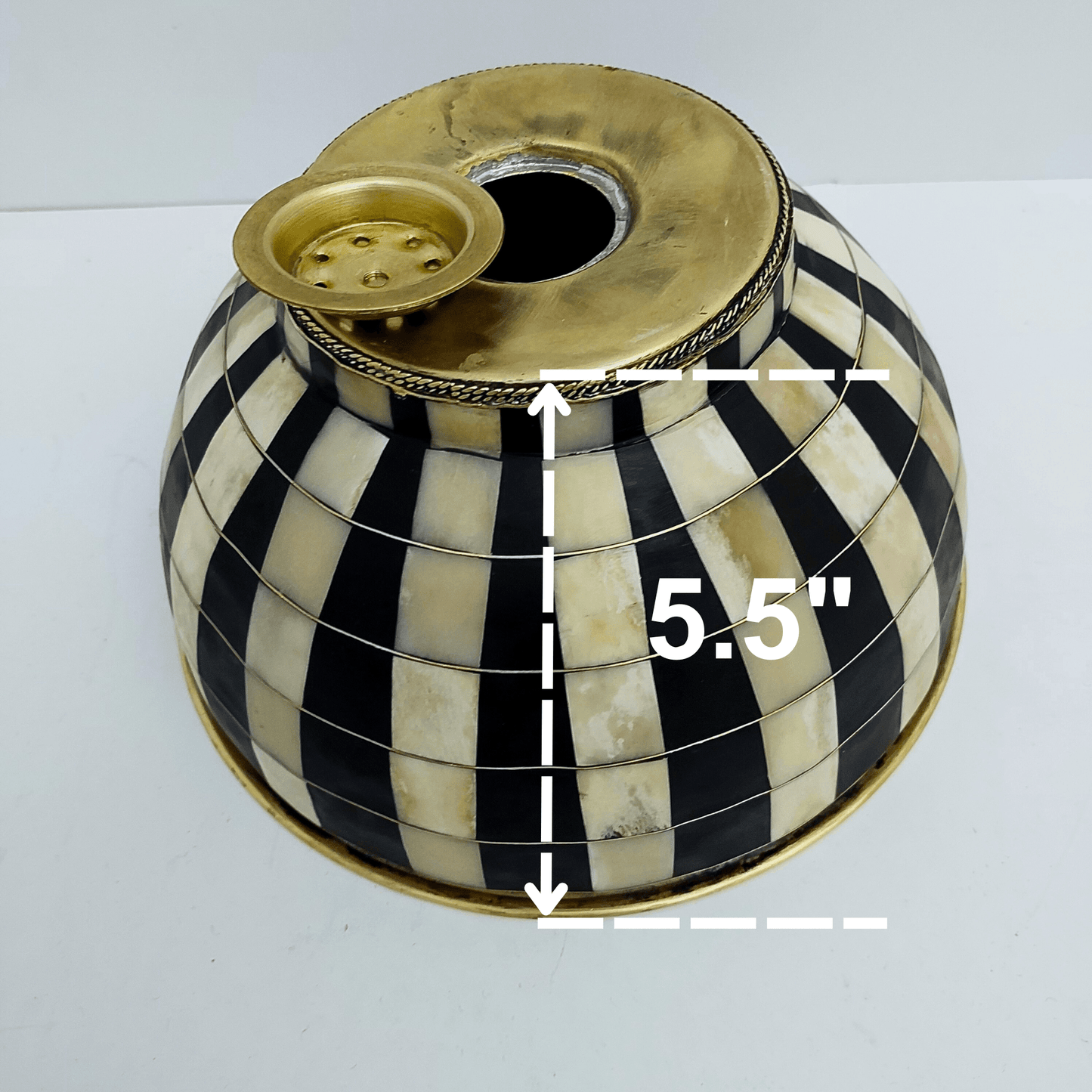 Brass and Resin Bathroom Sink, Black and White Vanity Vessel Sink - Ref: SN015-2