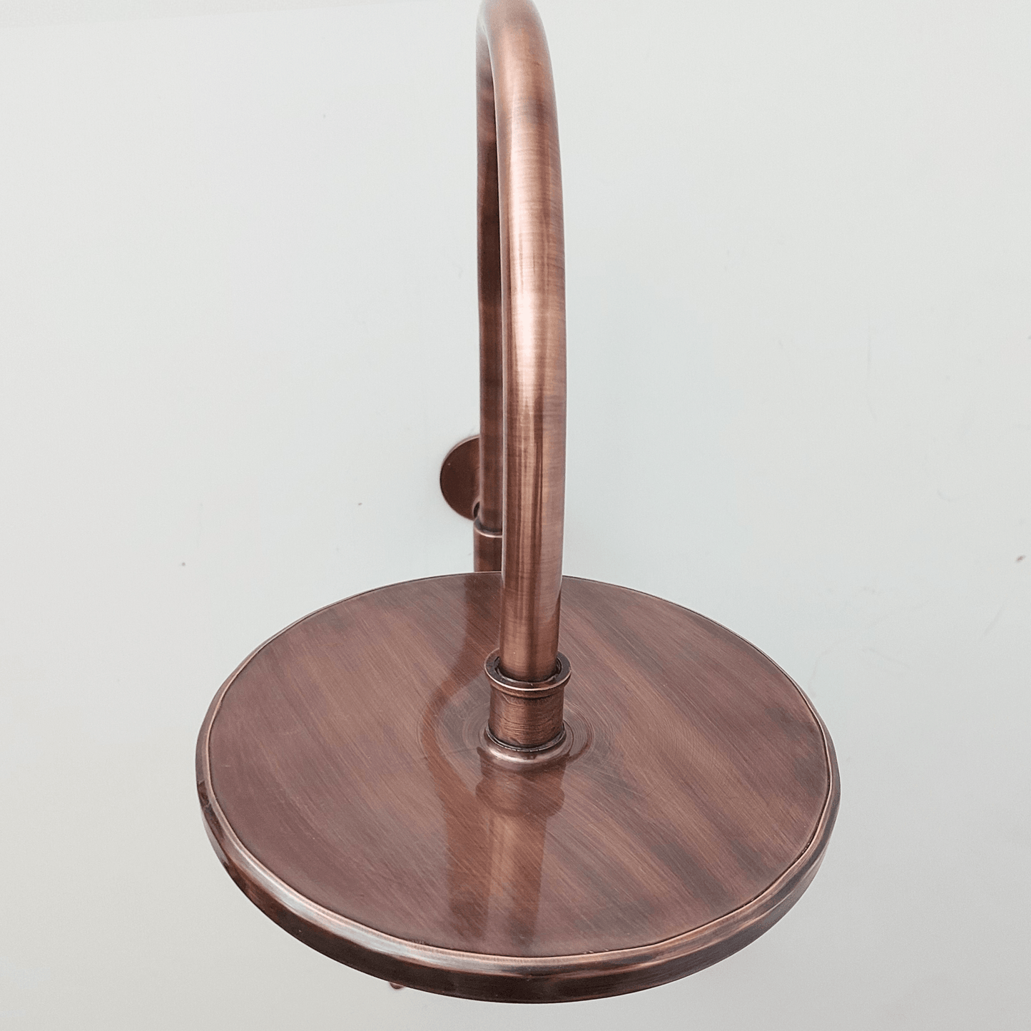 Round Rain Shower Head with Arcuate Arm, Antique Copper Finish - Ref: CSHA-001
