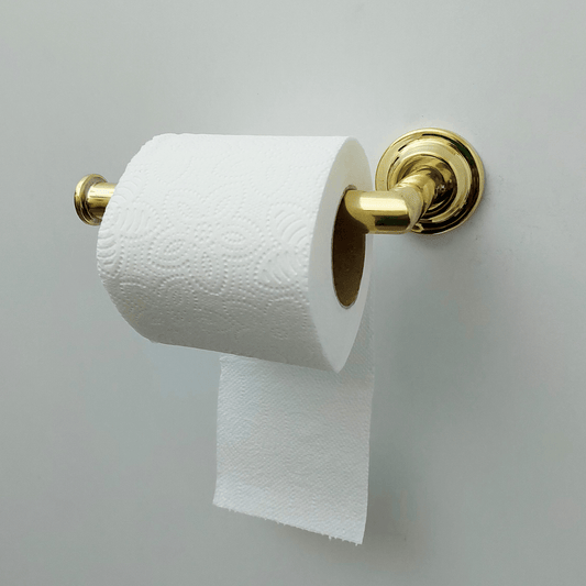Unlacquered Brass Wall Mount Toilet Paper Holder, Solid Brass Toilet Roll Holder - Ref: BA011-2