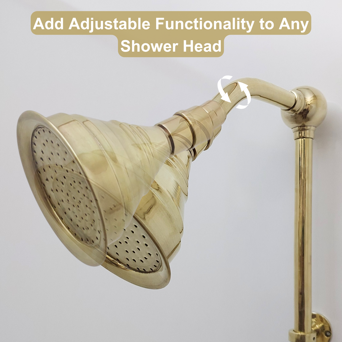 Unlacquered Brass Adjustable Shower Head Connector - Ref: UBASHC001