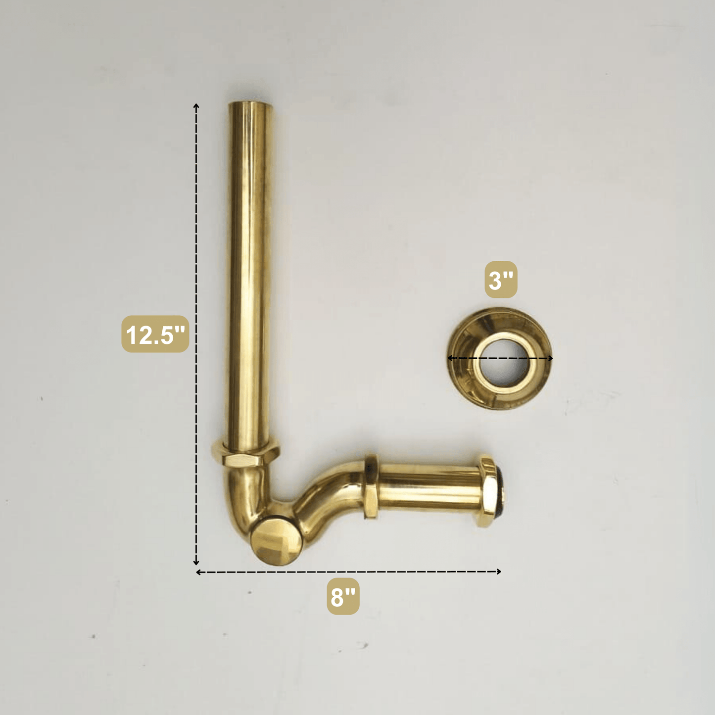 Unlacquered Brass Drain Pipe with P-trap - Ref: HDW-001