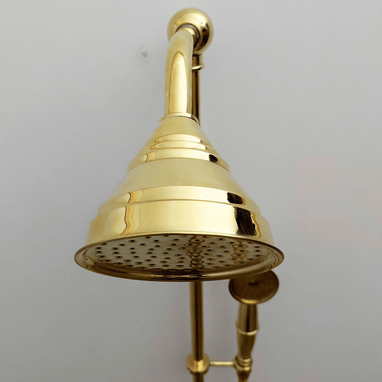 Unlacquered Brass Shower System with Handheld Shower Head and Round Shower Head - Ref: ATLASS45