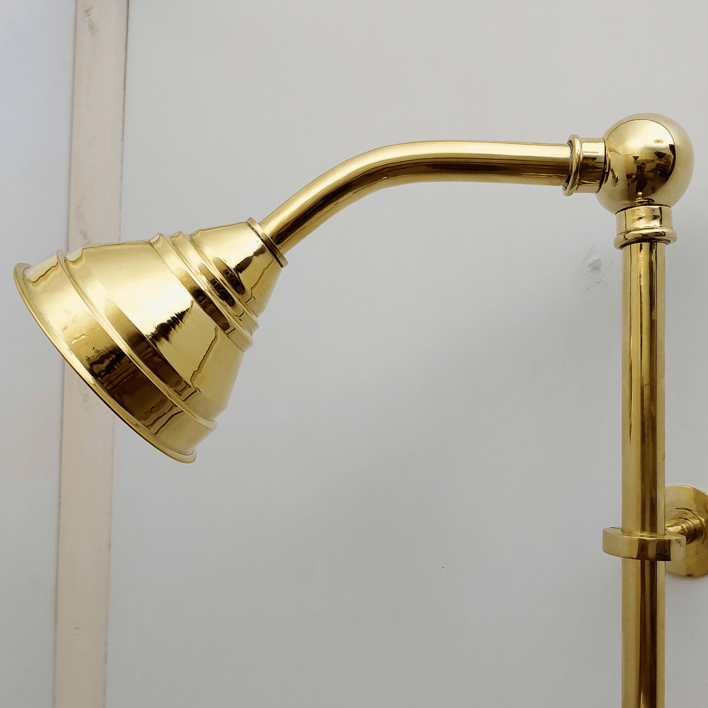 Unlacquered Brass Shower System with Handheld Shower Head and Round Shower Head - Ref: ATLASS45
