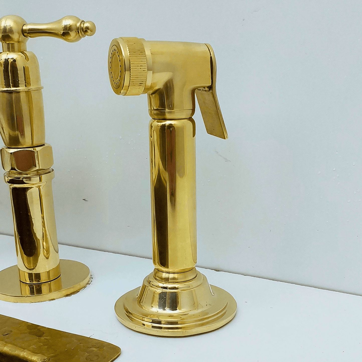 Unlacquered Brass Kitchen Hand Sprayer, Cold Water Solid Brass Sprayer - Ref: ASP003