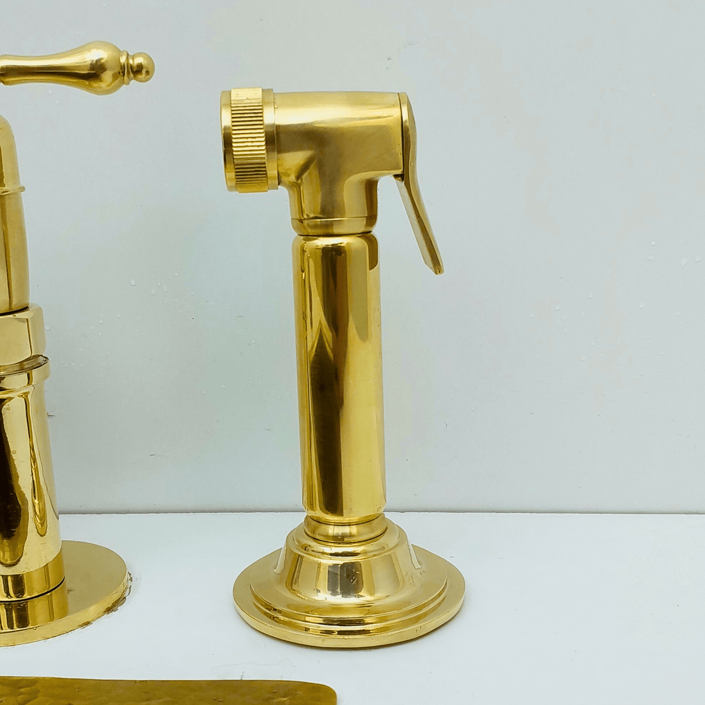 Unlacquered Brass Kitchen Hand Sprayer, Cold Water Solid Brass Sprayer - Ref: ASP003