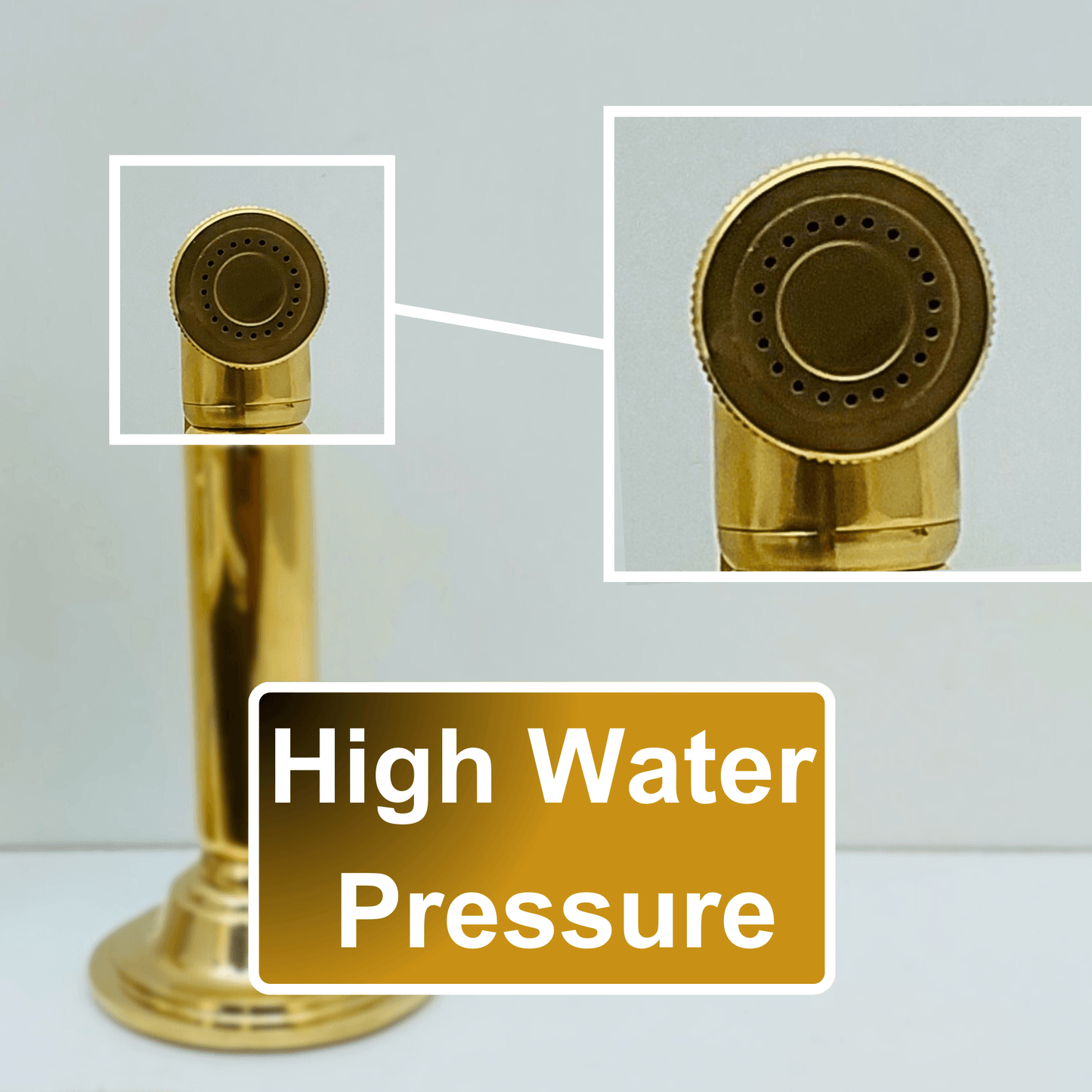 Unlacquered Brass Kitchen Hand Sprayer, Cold Water Solid Brass Sprayer - Ref: ASP003