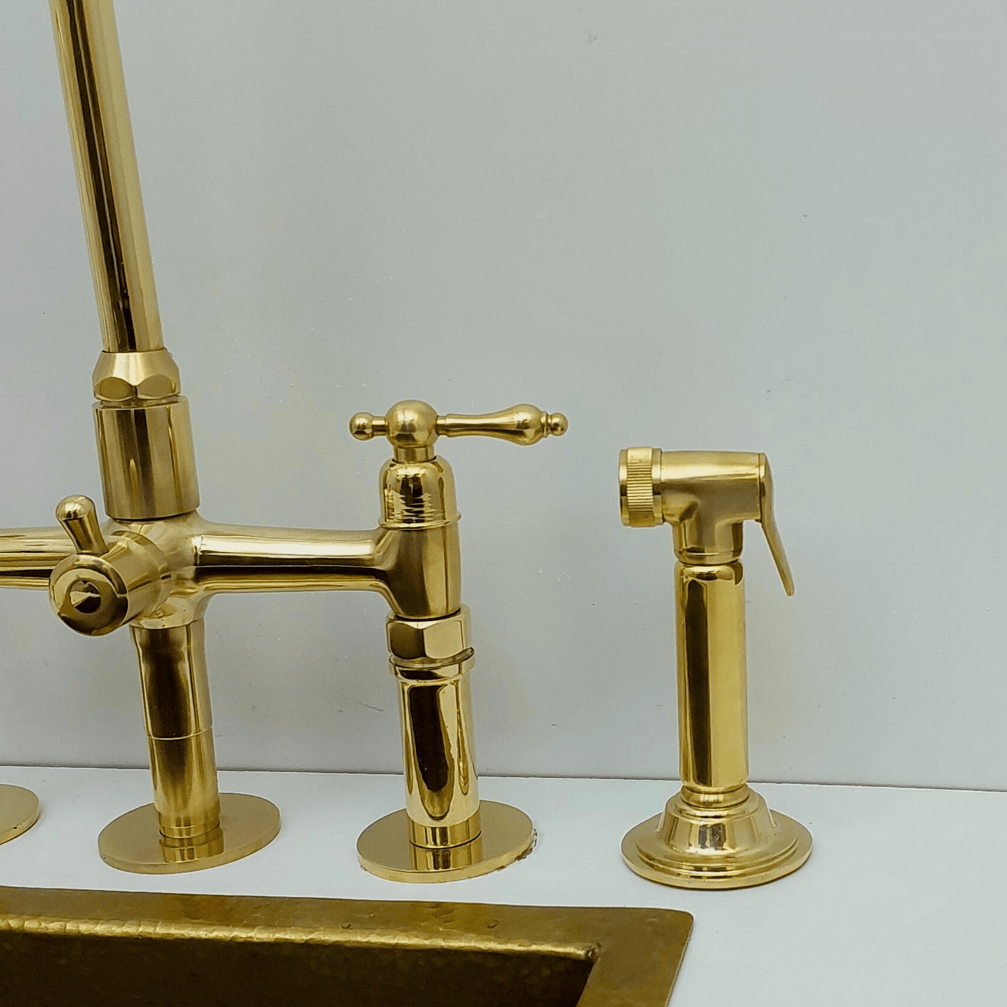 Unlacquered Brass Kitchen Hand Sprayer, Cold Water Solid Brass Sprayer - Ref: ASP003
