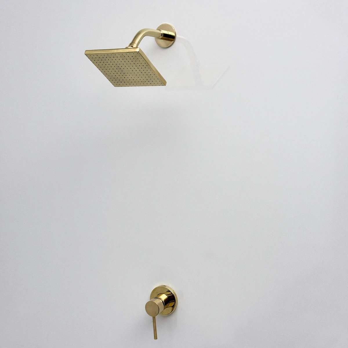 Unlacquered Brass Concealed Shower System with Square Swivel Head