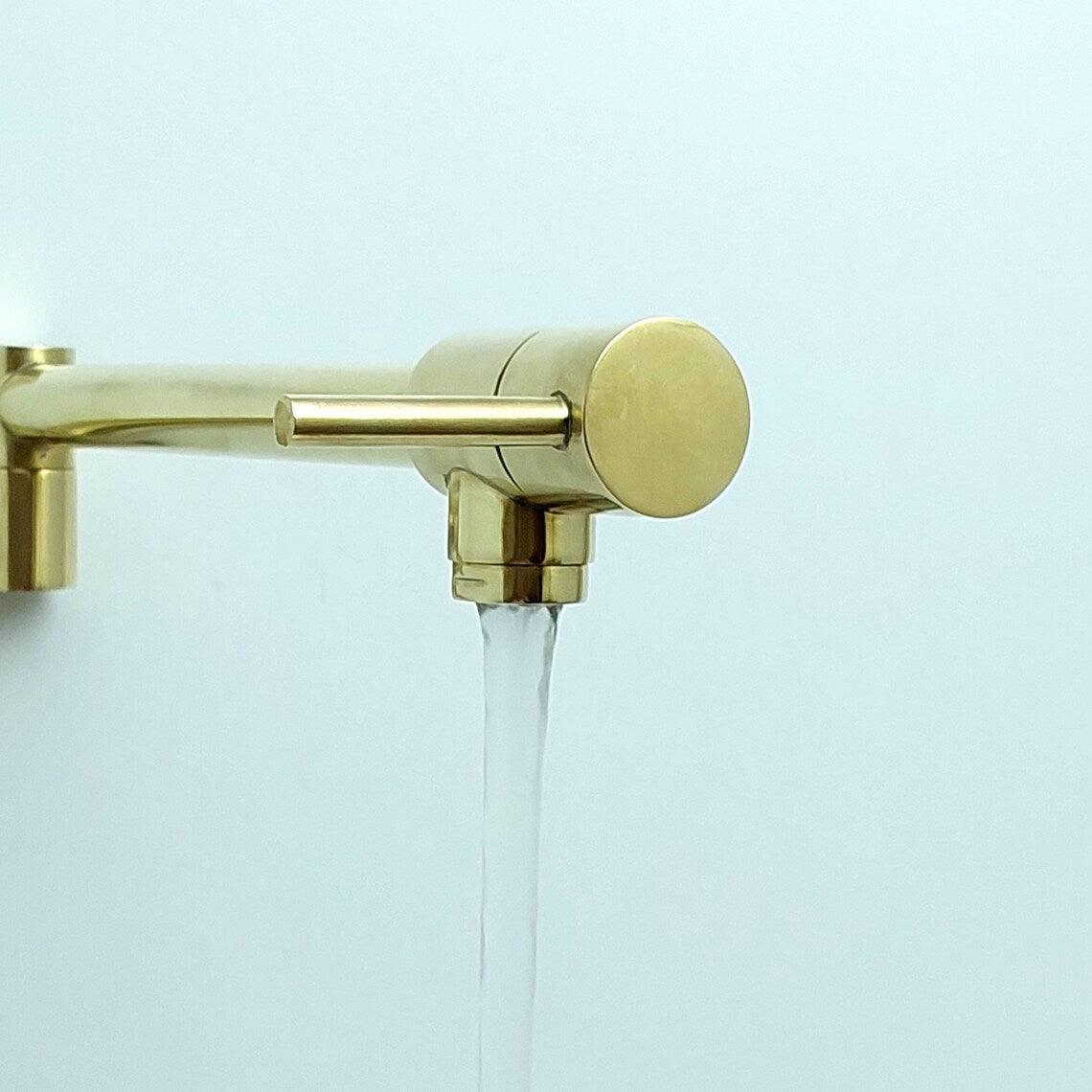 Unlacquered Brass Pot Filler with Lever Handle-ref:PF-01