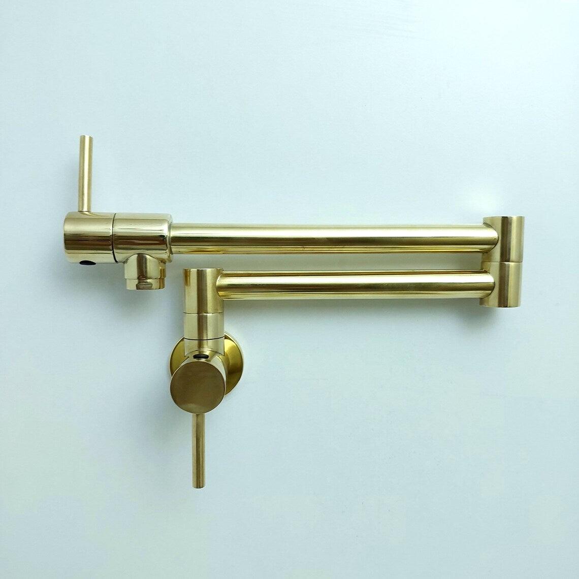 Unlacquered Brass Pot Filler with Lever Handle-ref:PF-01
