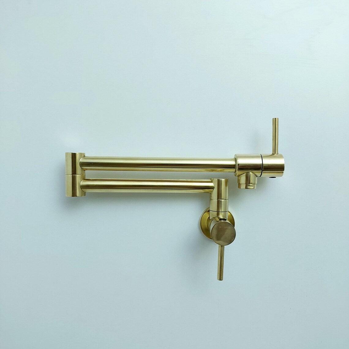 Unlacquered Brass Pot Filler with Lever Handle-ref:PF-01