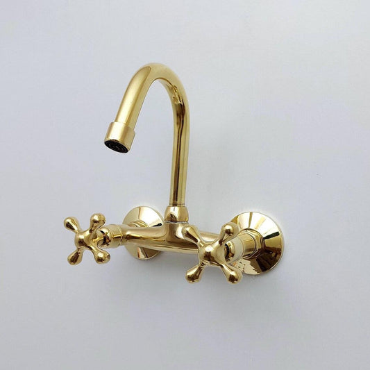 Unlacquered Brass Wall Mount Faucet-ref: WF001