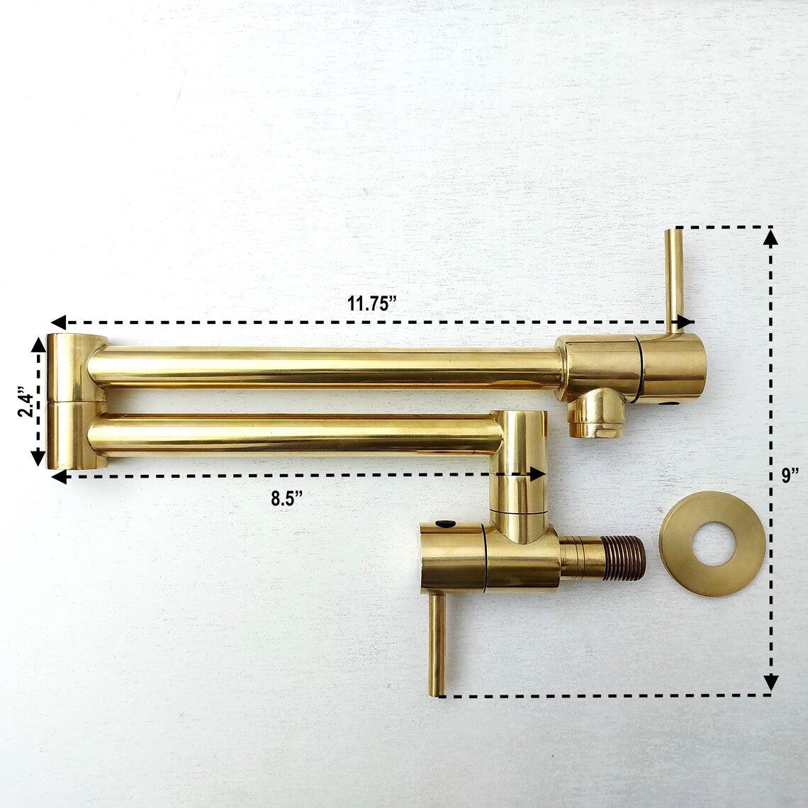 Unlacquered Brass Pot Filler with Lever Handle-ref:PF-01