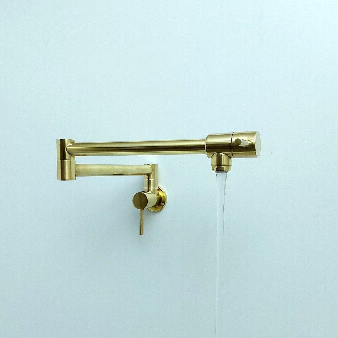 Unlacquered Brass Pot Filler with Lever Handle-ref:PF-01