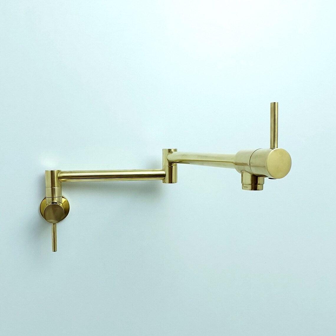 Unlacquered Brass Pot Filler with Lever Handle-ref:PF-01