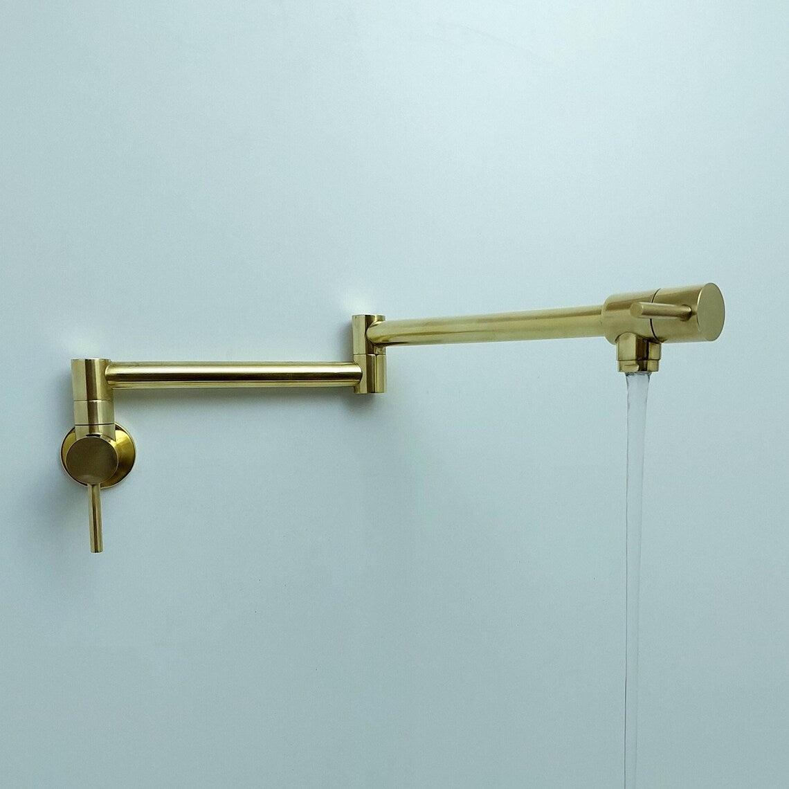 Unlacquered Brass Pot Filler with Lever Handle-ref:PF-01