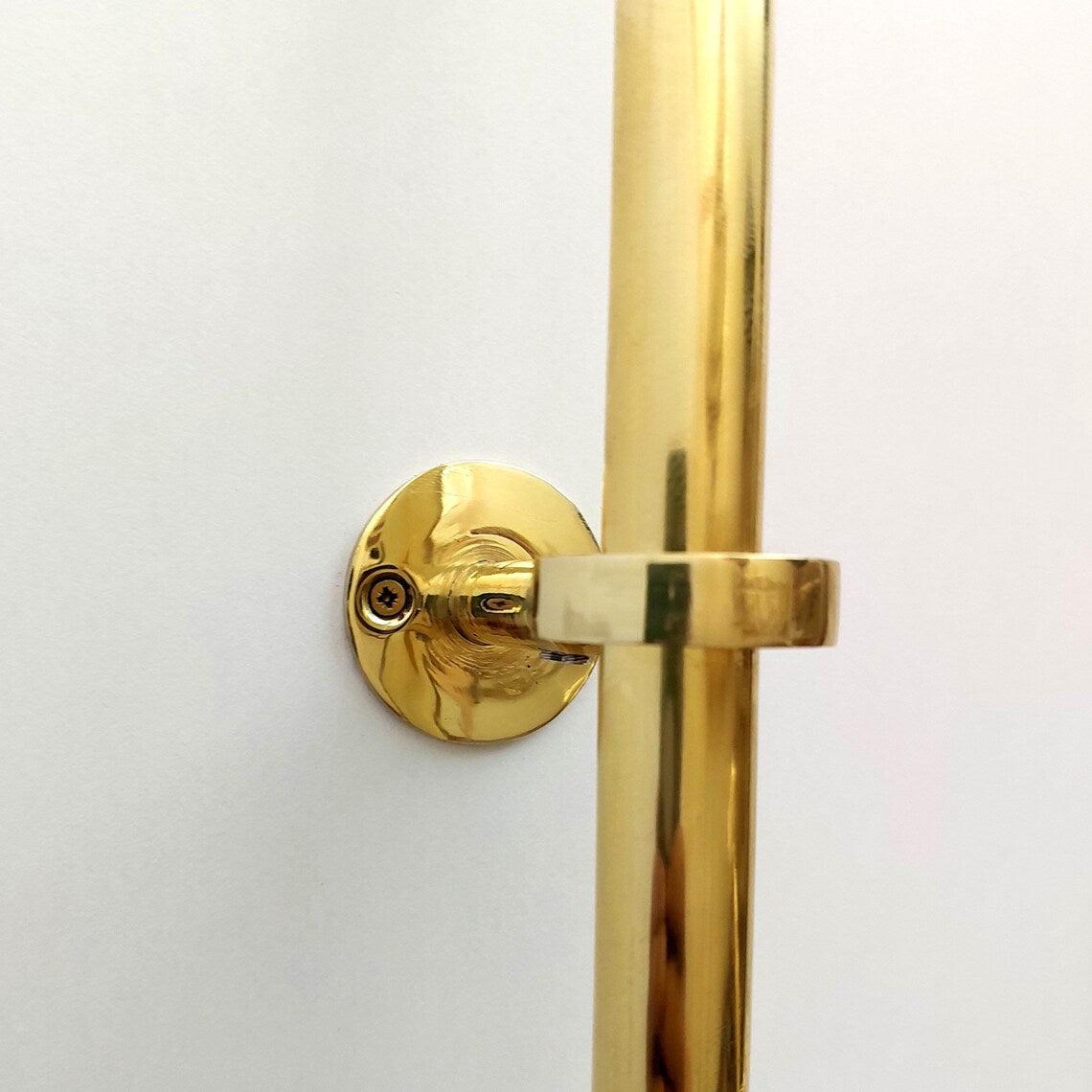 Unlacquered Brass Shower System with Handheld Shower Head and Round Shower Head - Ref: ATLASS44