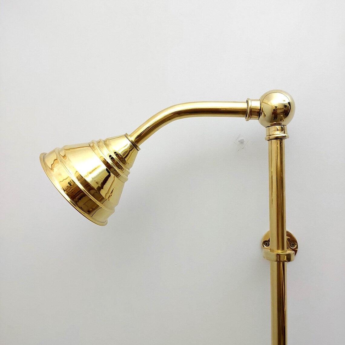 Unlacquered Brass Shower System with Handheld Shower Head and Round Shower Head - Ref: ATLASS44