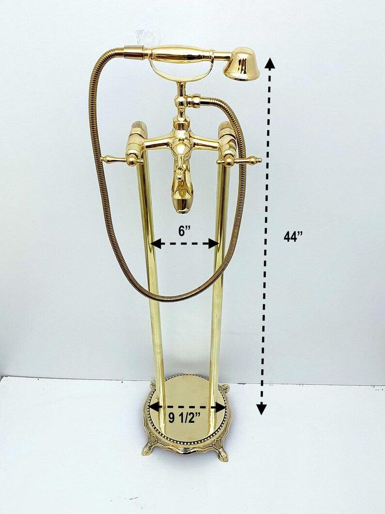 Unlacquered Brass Tub Filler Bathtub Faucet with Hand Shower Ref: TF002-L