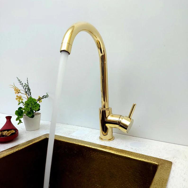 Unlacquered Brass Single Hole Basin Faucet - Ref: FA067